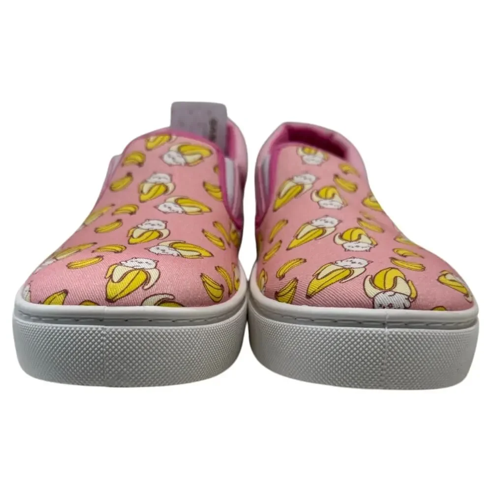 BANANYA FRIENDS Slip-on Sneakers NWT Pink Canvas Size US 10